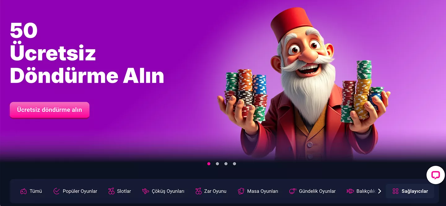 Slot, rulet, blackjack ve crash tek çatı altında Chin chin